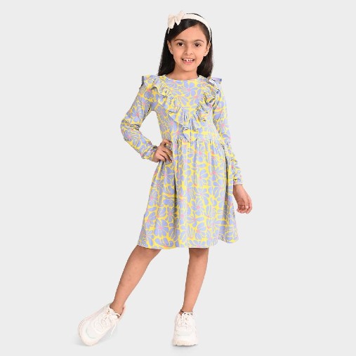 Girls Cotton Ruffel Style Dress