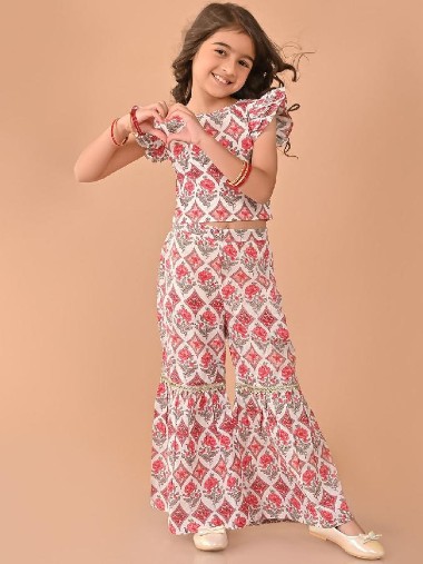 Printed Top with Sharara Set