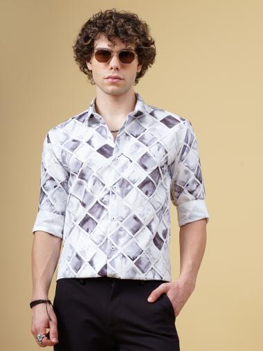 Crackle Print White Shirt