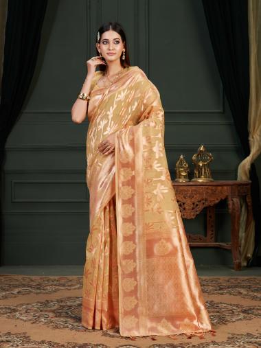 Mimosa Womens Woven Design Banarasi Style Art Silk Saree With Blouse Piece : SA0000871TS